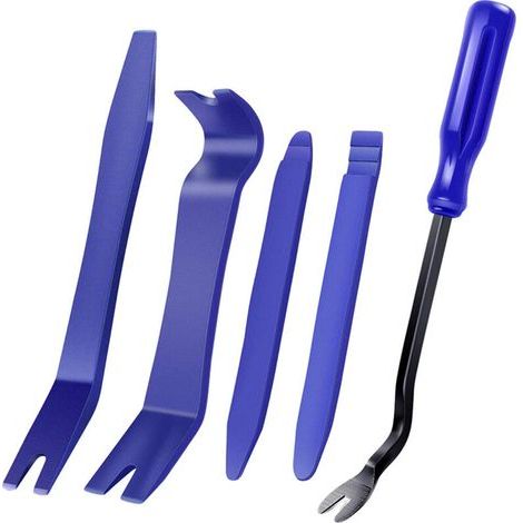 Kit d'outils de démontage de garnitures automatiques, kit d'outils anti-rayures pour le retrait du panneau de pincement de portière de voiture et du tableau de bord audio - 5 pièces blue (1/5)