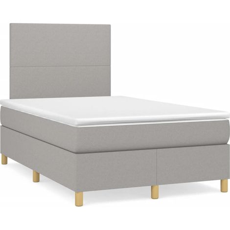 Lit à sommier tapissier avec matelas Gris clair 120x200 Tissu 2 (1/5)