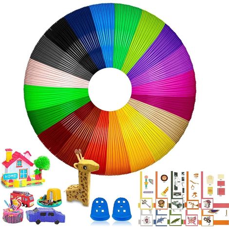 Filament 3D 100 m, stylo d'impression 3D, filament PLA 1,75 mm, 20 couleurs, accessoires pour stylo 3D de chaque couleur, 5 m, total 100 m (1/5)