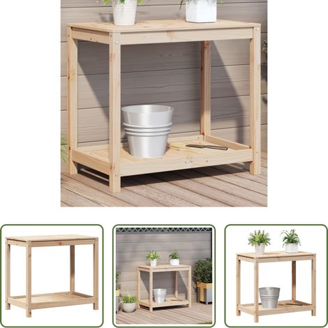 Holz Pflanztisch - Pflanztisch mit Ablage 82,5x50x75 cm Massivholz Kiefer (1/5)