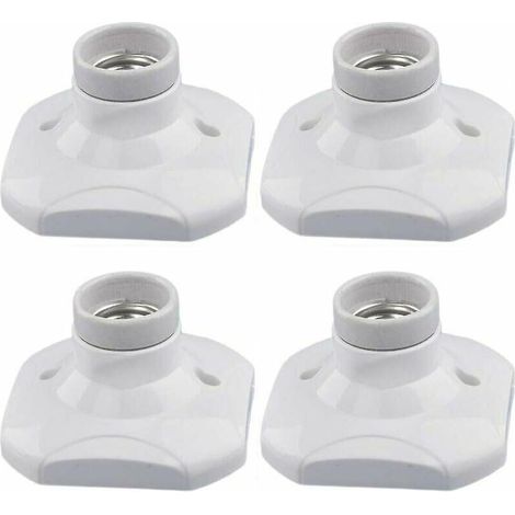 lot De 4 Douille D'ampoule Led E27, Douille E27 En Cramique Et Base En Plastique, Douille Murale E27, Douille E27 Blanche Avec Anneau Pour Clairag