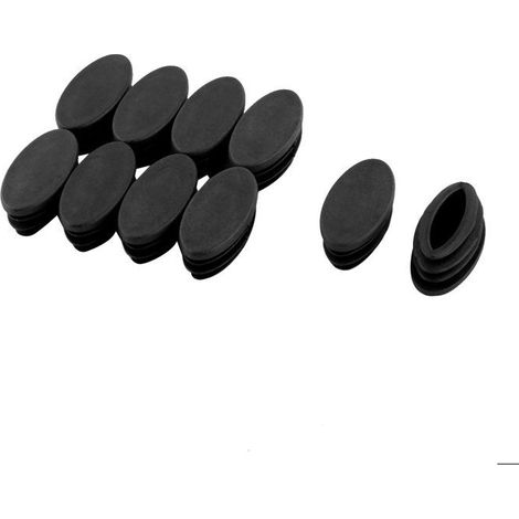 Patins pour meubles SOURCING MAP 10pcs Bouchon Pied de chaise Embout Cap Jambe Tube Table Protection Ovale Plastique Noir 37×19mm (1/5)