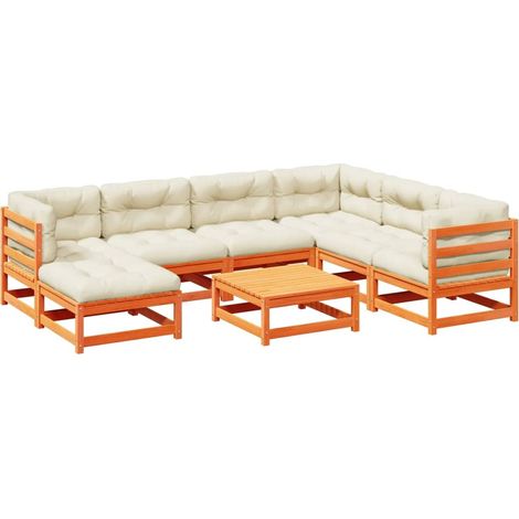 Maison Exclusive - Set de sofás jardín 8 pzas con cojines madera (1/5)