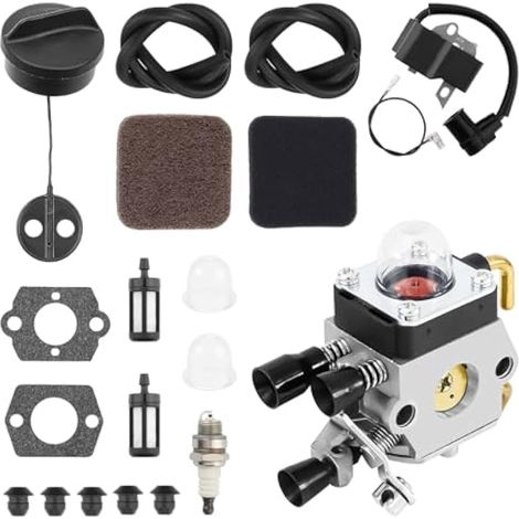 Carburateur FS80 FS85 pour Stihl FS75 FS80 FS80R FS85 FS85R FS85T FS85RX C1Q-S42 C1Q-S63A HS80 HS85 - Pièces pour débroussailleuse et tronçonneuse à essence, remplace la bobine d'allumage, le filtre à (1/5)
