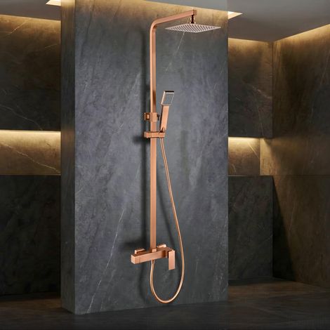 IMEX - columna ducha monomando con grifo oro rosa (1/5)