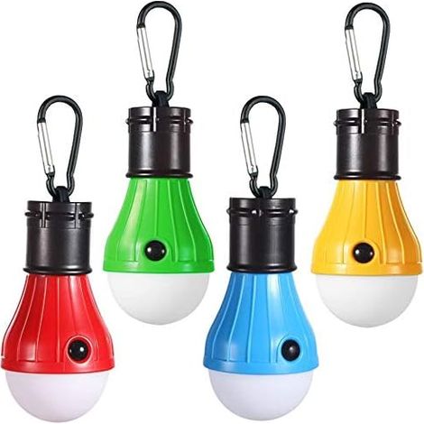 Lampes de camping [Lot de 4] Lanternes de camping portables à LED, lanternes de tente, éclairage de secours, accessoires de tente indispensables pour le camping, la randonnée, le trekking, les pannes 