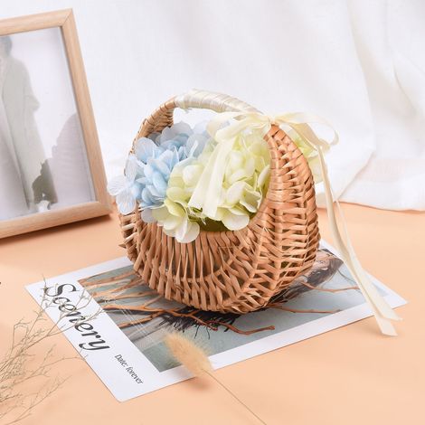L'expédition comprend du papier bulle et des inserts à bulles Panier à fleurs en osier tressé à la main (1/2)