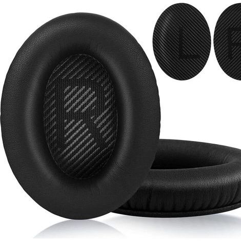 Cuscinetti auricolari in schiuma per cuffie Bose QuietComfort 35 (QC35) e 35 II (QC35 II), con morbida pelle di agnello, schiuma isolante dal rumore e spessore maggiorato. (1/5)