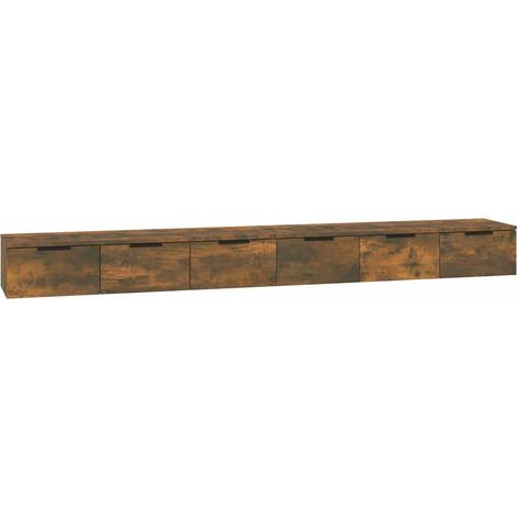 vidaXL Armarios de pared 2 uds contrachapada roble ahumado 102x30x20cm (1/2)