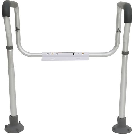 Toilettensicherheitsrahmen aus Aluminium, breiten- und höhenverstellbar, gepolsterte Armlehnen und Saugnapffüße (1/5)