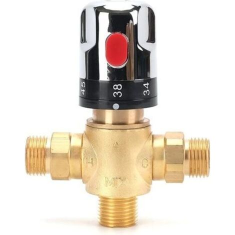 Thermostatischer Mischbatterie, thermostatische Armatur, Duschmischer mit 1/2"-G-Anschluss, Markenarmatur mit Celsius-Skala (1/5)