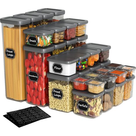 Recipientes para almacenar alimentos, diseño apilable, cierre hermético, 32 piezas. (1/2)