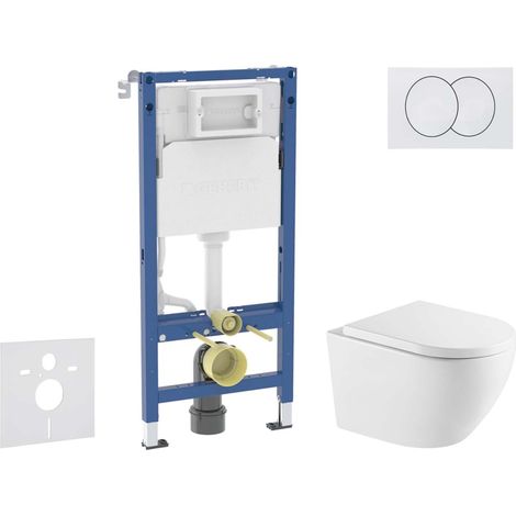Geberit Duofix - Set con modulo di installazione, vaso WC Oudee e copriwater softclose, placca di comando Delta, bianco SANI11CA31135