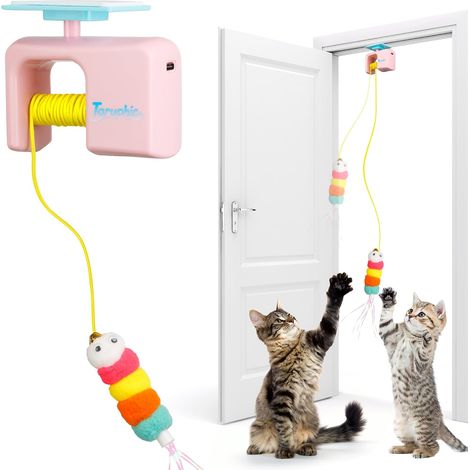 Jouet interactif pour chat d'intérieur, jouet à suspendre à la porte avec design détachable, jouet pour chatons d'intérieur favorisant le jeu autonome, 8,3 x 4,3 x 7 cm (rose) (1/5)