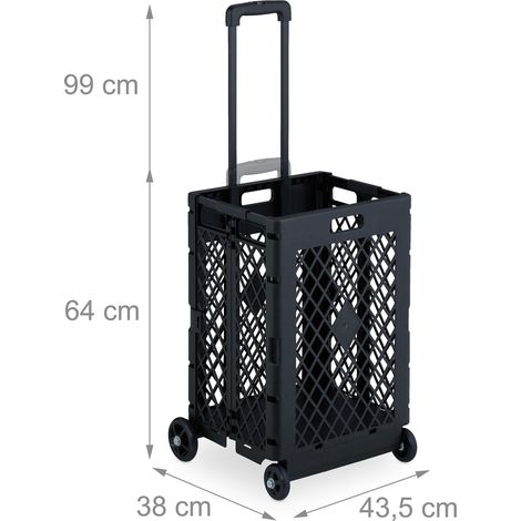 Carrito de compras plegable práctico camping 99 x 43,5 x 38 cm alta carga asas ergonómicas de plástico rojo 130016130