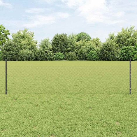 Zaun mit Pfosten Grau 0,5 x 10 m Stahl und PVC