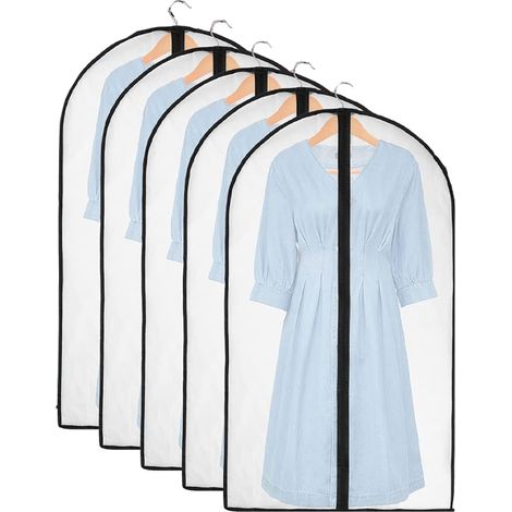Transparente Kleidersack Kleiderhüllen Abdeckung mit Reißverschluss, Kleiderschutzhüllen Jacke Mantel Kleider Abendkleider, (Transparent+Blanc) (1/5)