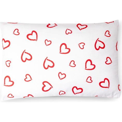 Taie d'oreiller pour enfants et bébé, 50 x 70 cm, en 100 % coton, pour fille et garçon, certifiée Öko-Tex Standard 100, fabriquée dans l'UE, motif cœurs (1/5)