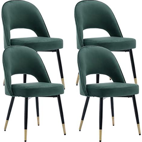 Wahson Dining Chairs 4Pcs in Velvet Modern Kitchen Chairs with Backrest for Living Room Restaurant Cafe, Beige