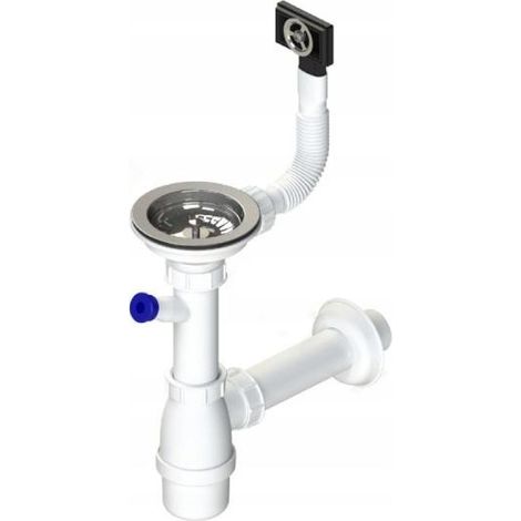 Siphon für Spülbecken, 90 mm, Flaschentyp, mit Überlauf (1/3)