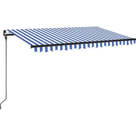 Maison Exclusive - Tenda da Sole Retrattile Manuale con LED 450x300cm Blu e Bianca