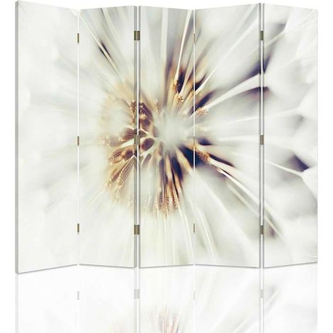 Paravent Décoratif à Fleurs Blanches pour Intimité Élégante - 180 x 150 cm - 2 faces R° V° + rotation 360°