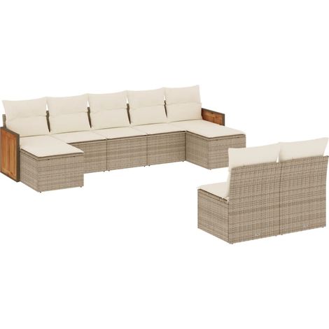 Maison Exclusive - Set de sofás de jardín 9 pzas con cojines ratá (1/5)