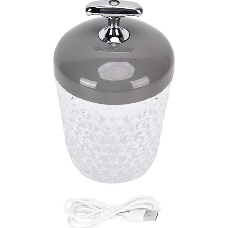 Lampe de table LED en cristal, gradation 3 couleurs, rechargeable USB, lampe de chevet, décoration intérieure, grise. (1/5)