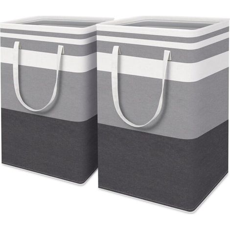 Lot de 2 Grand panier à linge pliable avec poignées faciles à transporter, Poignées étanches et prolongées pour ranger et transporter le linge sale.