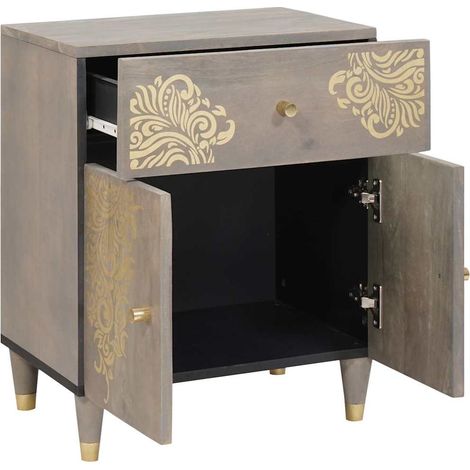 Table de chevet Cabinet de chevet Table de nuit avec porte avec tiroir Gris 50 x 33 x 60 cm (1/5)
