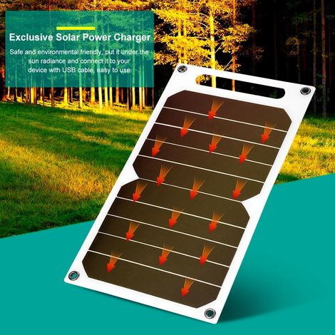 Chargeur solaire portable USB 10 W étanche IP62 pour extérieur, haute efficacité (1/5)