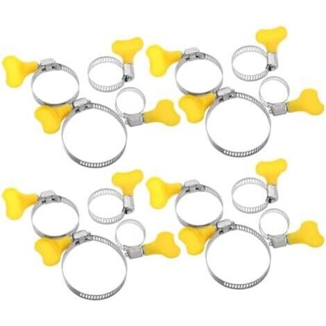 Colliers de Serrage Assortiment 10-16 Mm à 32-44 en Acier Inoxydable Lot 16 Poignée Plastique Jaune, Réglables Accessoire Tuyau pour Plomberie et Réparation Industrielle - (1/5)