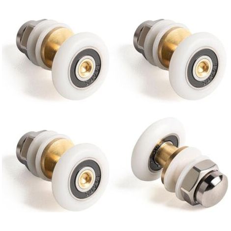 4 Pcs Roulette Porte Coulissante Douche 23mm, Poulie Excentrique pour Portes Cabine Douche Coulissante, Rechange de portes en verre (1/5)
