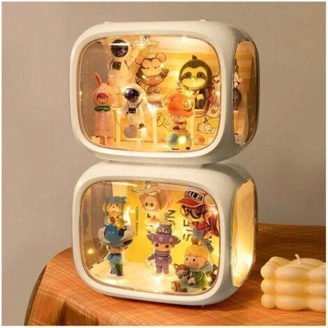 Clear Acrylic Blind Display Case Without Light, with Adjustable Display Stand and Dust-Proof and Moisture-Proof Door, for Collecting Action Figures (Cream Color 1 Piece (1/4)