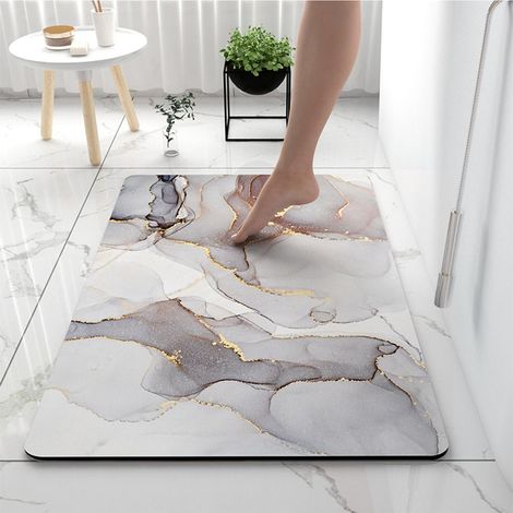 Tapis de Bain Absorbant, Tapis de Salle de Bain à Séchage Rapide Antidérapant, Résistant à l'usure Tapis de Salle, Tapis d'Entrée pour Salle De Bain, Cuisine, Chambre(Motif en Marbre) (1/5)