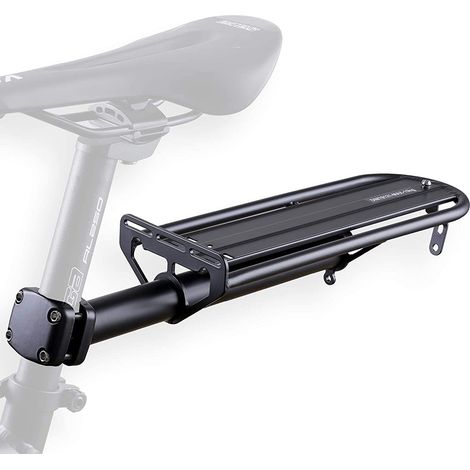 Porte-bagages arrière de vélo pour montage sur tige de selle, support de chargement pour VTT et fat bike, porte-bagages cargo noir (1/5)