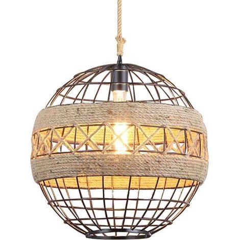 Lustre LED Moderne, Lampes Suspendues, Tête Ronde en Fer Forgé Vintage Lustre de Plafond Individuel pour Restaurant/Café/Boutique de Vêtements,Lustre LED Moderne