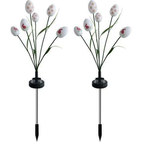 Guirlandes Lumineuses Solaires 2 pièces Décoration de Fête de Pâques Œufs de Pâques 6 Têtes LED à Poser Extérieur (1/5)