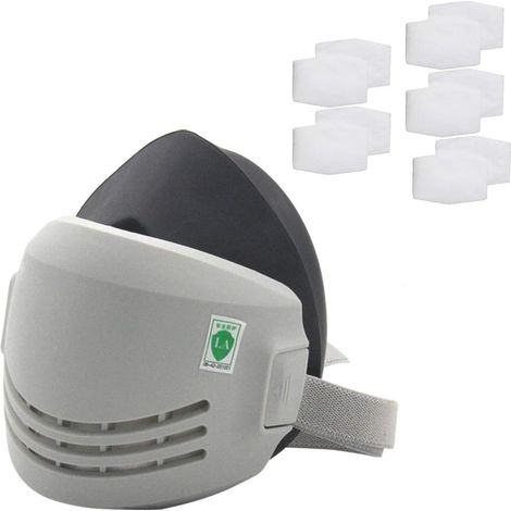 Masque Industriel de sécurité pour Masque de Protection respiratoire Anti-poussière de Peinture Chimique réutilisable (Masque Anti-poussière en Caoutchouc 1pcs + 10 filtres en Coton)