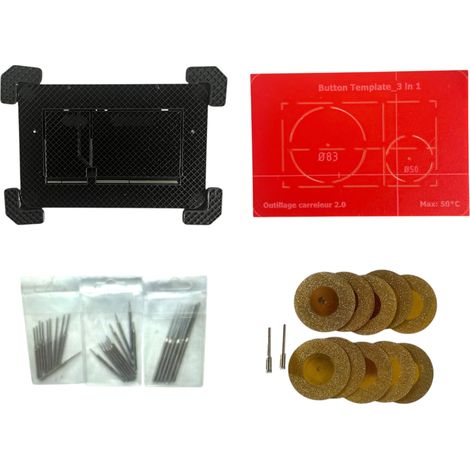 Gabarit de Perçage pour Plaque de Commande WC Compatible Villeroy & Boch Guide de Découpe Précise +Mini Disque Or & Mèches (1/4)