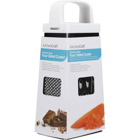 KitchenCraft Rallador de queso de 4 caras, acero inoxidable, 21 cm de alto, plateado
