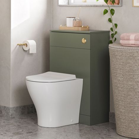 Signature Umea Back to Wall WC Toilet Unit 500mm Wide - Matt Olive Green