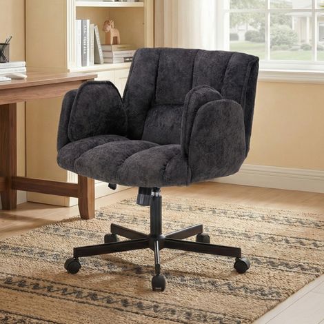 Chaise de bureau 71x68x97 cm en tissu noir, réglable et facile à monter pour bureau FLORAGRACE (1/5)
