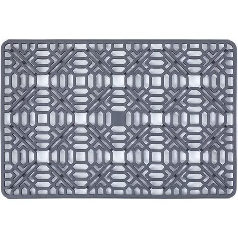 Tapis d'évier, tapis de séchage en silicone antidérapant et résistant à la chaleur, tapis de drainage en silicone gris, pliable, 40 × 27 cm (1/5)