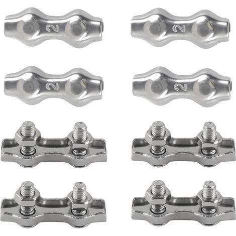 Clips de fixation duplex en acier inoxydable 304 pour cordes à linge, voiles d'ombrage et terrasse - Lot de 8
