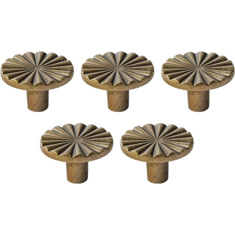 Cinque maniglie rotonde in ottone per mobili, maniglie in ottone per mobili, porte e cassetti per cucine e bagni (1/3)