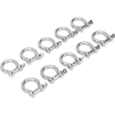 10 pièces Manille en Acier Inoxydable, Anneau en D pour Équipement d'Escalade et Accastillage (Résistance 100kg) (1/5)