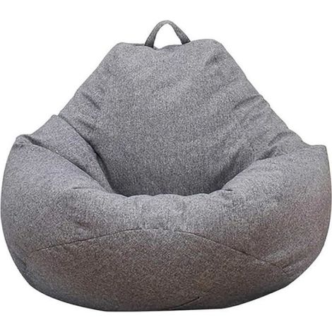 Housse de Pouf Poire AMOUNE - Tissu Gris - 90 x 80cm - Pour Adulte et Enfants (1/4)