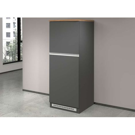 Mobile Portafrigo Antracite/Rovere Wotan 60x60x164 cm - Colonna Incasso Frigorifero (1/5)