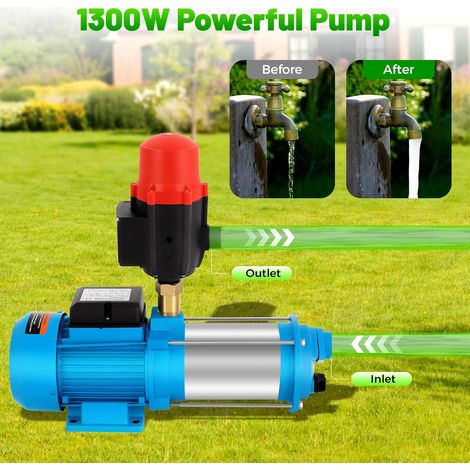 1300W Kreiselpumpe Hauswasserwerk Gartenpumpe selbstansaugend mit Druckschalter/Pumpensteuerung
